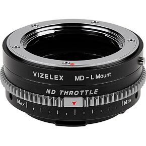 Vizelex ND Throttle Cine Lens Mount محول Minolta Rokkor (SR/MD/MC) عدسة SLR إلى Leica L-Mount Alliance هيكل كاميرا بدون مرآة مع مرشح ND متغير مدمج (2 إلى 8 توقفات)