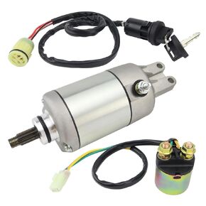 Starter w/Relay & Ignition Switch for Honda Rancher 420 TRX420 2007-2019, Foreman TRX500FE FM 2012-2019/TRX500FPE FPM 2012-2013/TRX500FA 15-19,31200-HP5-601 31200-HR0-F01,Rancher 420 Starter