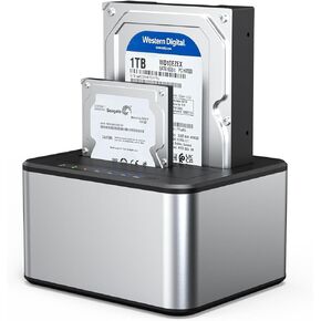 Hard Drive Docking Station for 2.5/3.5 Inch HDD SSD，SATA to USB3.0 Dual Bay External Hard Drive Enclosure with Offline Cloner/Duplicator Function in Kuwait