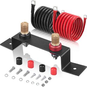 Battery Jump Post Kit with 𝟱𝟵 𝗶𝗻𝗰𝗵 Cable and Metal Insulation Mounting Bracket,Outdoor Heavy Duty Remote Battery Charging Posts Battery Terminals Relocation Kit,Waterproof Charging Tool