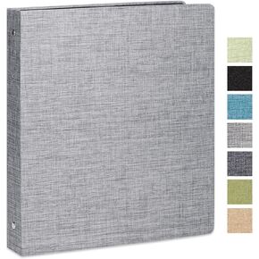 Three Ring Binder with Clipboard, Linen Cover Clipboard Binder 1 Inch for 8.5" x 11" Paper, 2 Interior Pockets Paper for Organization of School, Business and Home
