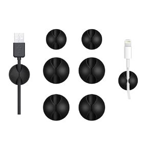 Cable Wire cord clips Organizer Holder Clamp Self-Adhesive Cord Management System for Charging USB Network Headphone Cables for Car Desk Office Home (Pack of 6 Black silicone )