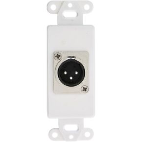 Decora Wall Plate Insert, White, XLR Male to Solder Type