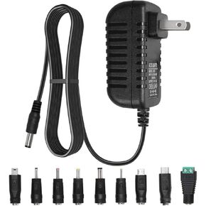 DC 5V 2A Power Cord AC Adapter w/ 9 Plug Tips for LED Monitor USB Hub TV Box Tablet Camera Speaker Webcam Router and More 5V Electronics