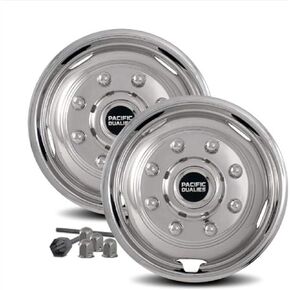Pacific Dualies 30-2708 17 Inch Polished Stainless Steel Wheel Simulator Front-Axle Kit with 8 Lug and 5 Vent Hole for 2011-2014 Chevy GMC 3500 Truck