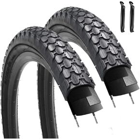 2 Pack 26" x 2.125" Inch Beach Cruiser Bike Tires with or Without Tire Levers Folding Bicycle Comfortable Replacement Tires Black Wall/White Side Wall with or Without Inner Tubes