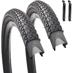 2 Pack 26" x 2.125" Inch Beach Cruiser Bike Tires with or Without Tire Levers Folding Bicycle Comfortable Replacement Tires Black Wall/White Side Wall with or Without Inner Tubes