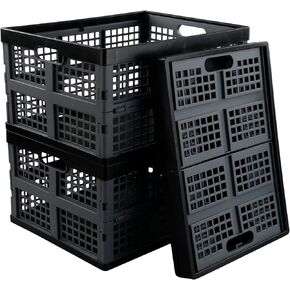 Flat Crate Collapsible, Collapsible Storage Crates Plastic, Set of 3