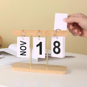 Perpetual Daily Flip Calendar for Desk Reusable Office Desktop Decor Home Accessories Photography Props (White)