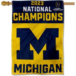 Michigan Team University Wolverines 2023 College Football National Champions Banner Vertical Flag
