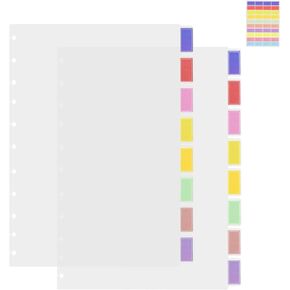 2 Sets Discbound Notebook Accessories, 8 Tabs Letter-Sized Poly Binder Dividers for Discbound Notebooks, Happy Planner Dividers with 40 Stickers, Translucent (16 Sheets, 8.5 x 11 inches)