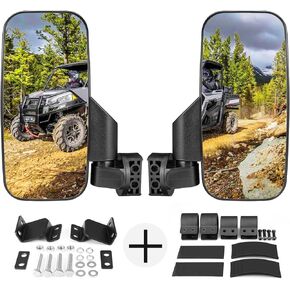 KEMIMOTO UTV Side Mirrors Compatible with Polaris RZR Ranger General UFORCE 1000 Zforce 10" Large Mirror fits 1.75" to 2" bar, Pro-fit Roll Bar Cage (NOT For Windshield/NOT For Door)