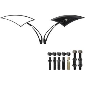 Motorcycle Diamond Rearview Mirror 8mm 10mm Blue Lens Side Mirrors 360 Degree Black Universal Replacement for Harley Softail Dyna Sportster Street Bike Scooter Chopper Cruiser