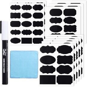 Mr. Pen- Chalkboard Labels, 100pc, Assorted Shapes, 1 White Chalk Marker and Small Towel, Labels, Label Stickers, Labels for Storage Bins, Sticker Labels, Bottle Labels, Food Labels, Jar Labels