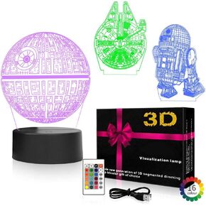 3D Illusion LED Night Light,16 Colors Gradual Changing Touch Switch USB Table Lamp for Holiday Gifts or Home Decorations（3Pattern）