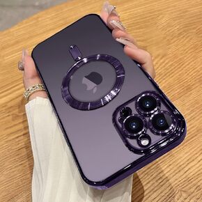 OOK Case Compatible for iPhone 14 Pro Max with Camera Lens Protector (Compatible with MagSafe) Anti-Scratch Shockproof Protective Electroplated iPhone 14 Pro Max Case for Women Men - Black