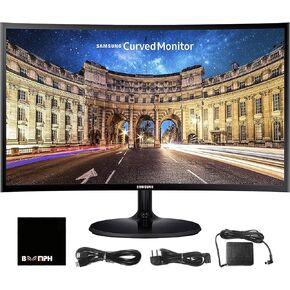Samsung CF390 24" 16:9 Curved LCD FHD 1920x1080 Curved Desktop Black Monitor for Multimedia, Personal, Business, HDMI, VGA, VESA Mountable, Eye Saver Mode & Flicker Free Technology (LC24F390FH)