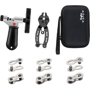 WOTOW Bike Chain Repair Tool Kit Set, Cycling Bicycle Chain Breaker Splitter Cutter & Wear Indicator Checker & Master Link Pliers Remover & Reusable Missing Connector for 6/7/8/9/10 Speed Chain