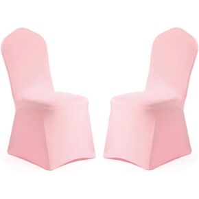 Chair Cover Pink Polyester Spandex Banquet Chair Covers Slipcover Flat Front Stretch Spandex Chair Covers for Wedding Banquet Dining Party Decorations (1 Pcs Pink)