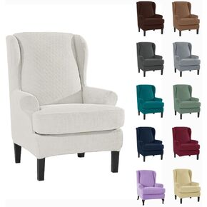 Wing Chair Slipcovers 2 Pieces Stretch Spandex Wingback Chair Covers Sofa Slipcover Washable Armchair Protector Cover for Living Room and Bedroom (Dark Gray) in Saudi Arabia