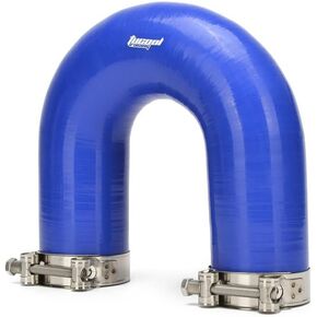 Universal 4-Ply Reinforced Silicone 180 Degree U Bend Elbow Coupler Hose, U Shape Hose with T Bolt Clamps 304 Stainless Steel (Blue ID 1.5" (38mm), Ctr Line Distance 4.33" (110mm),4-ply)