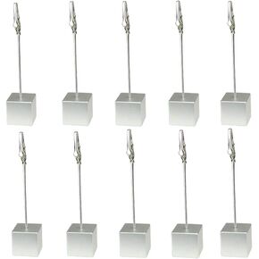 Table Number Holder Name Place Card Holder Memo Clip Holder Stand Note Holder Pictures Card Paper Menu Clip (Silver) (10PCS)