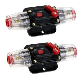 2Pcs 12V-24V DC 15A Fuse Holder Circuit Breaker 15Amp Fuse Inverter with Manual Reset for Car Audio, Stereo Switch and Solar Inverter System