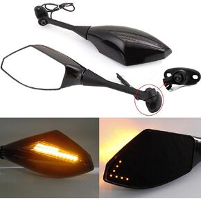 Black Motorcycle Side Rear View Mirrors with Turn Signal for Sport Bike Honda CBR600RR 2003-2011 CBR1000RR 2004-2007(Smooth Black+Smoke Lens)
