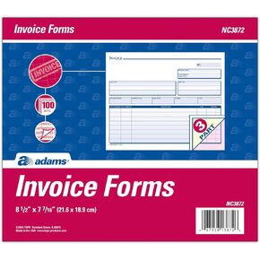 Adams Invoice Unit Sets, 7.44 x 8.5 Inches, 3-Part, Carbonless, White/Canary/Pink, 100 Sets per Pack (NC3872)