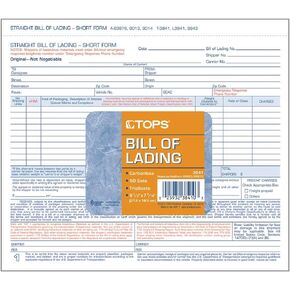 Tops Snap-Off Triplicate Bill Of Lading Short Form with Hazardous Material Info 50 Pack (3841),Blue; White,7 7/16 x 8 1/2