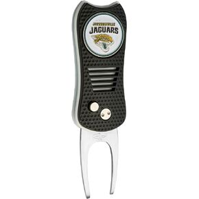 Team Golf NFL Jacksonville Jaguars Retractable Divot Tool with Double-Sided Magnetic Ball Marker, Features Patented Single Prong Design, Causes Less Damage to Greens