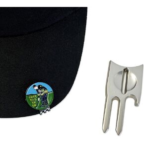 6-in-1 Golf Divot Repair Tool with a 'Happy' Ball Marker & Hat Clip