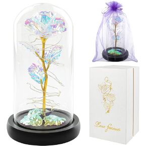 هدايا عيد الحب للأم، هدايا عيد ميلاد للنساء، هدايا زهور الورد لها، هدايا زهور صناعية ملونة، هدية زهور الورد المضيئة، وردة قوس قزح في قبة زجاجية، هدايا للزوجة، الذكرى السنوية in Kuwait