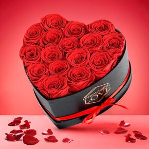 Gift for Women for Mom Purple 16Pcs Eternal Preserved Roses Flowers in Heart Shape Box Anniversary Birthday Gifts for Women