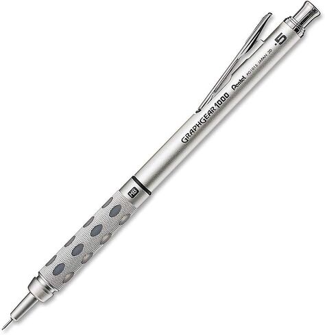 قلم رسم ميكانيكي أوتوماتيكي من Pentel GraphGear 1000 0.5 مم - يتضمن عبوات الرصاص وممحاة - قبضة معدنية منحوتة مع وسادات ناعمة in Saudi Arabia