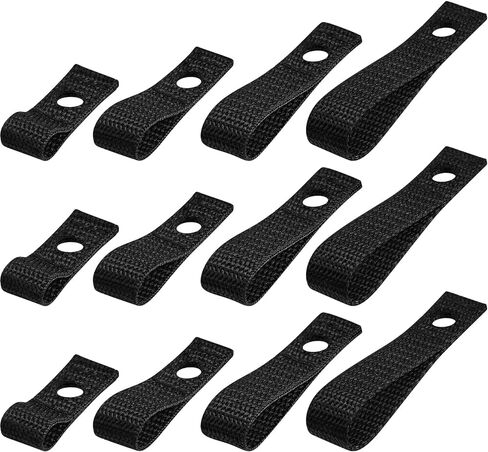 12 Pcs Soft Loops Motorboat Cleats Quick and Secure Nylon Strap Kayak Tie Down Straps Hood Loop Straps Kayak Anchor Strap for Docking Bumper Kayak, 1.8'' 2.3'' 2.8'' 3.3'' Long 0.6'' Wide (Black) in Kuwait