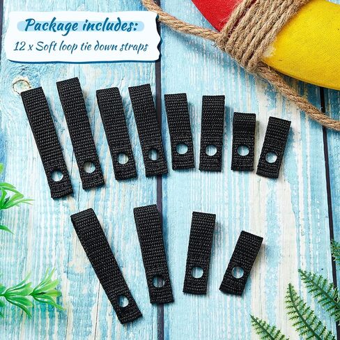 12 Pcs Soft Loops Motorboat Cleats Quick and Secure Nylon Strap Kayak Tie Down Straps Hood Loop Straps Kayak Anchor Strap for Docking Bumper Kayak, 1.8'' 2.3'' 2.8'' 3.3'' Long 0.6'' Wide (Black) in Kuwait