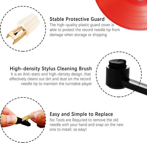5 Pack Record Player Needles Replacement, Record Replacement Stylus with a Stylus Cleaning Brush for Crosley Victrola ION Jenson Boytone York-Yorx Turntables(Golden) in Saudi Arabia