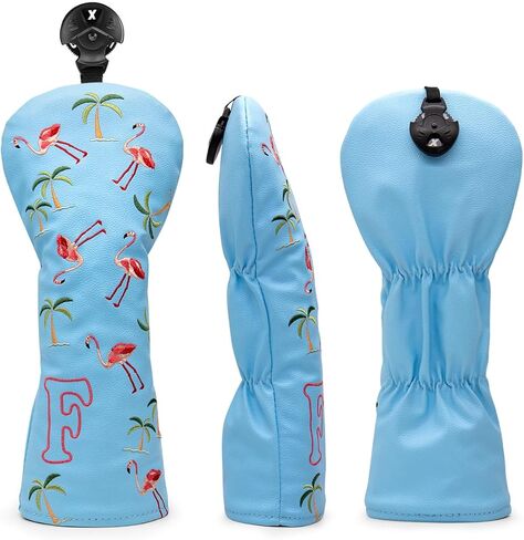 Golf Club Head Covers Golf Driver Fairway Hybrid Head Cover Flamingo Design Premium Leather Waterproof Driver Fairway(FW) Wood Hybrid(UT) with Number Tags 3 Wood Headcover in Kuwait