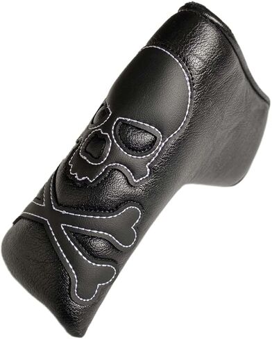 غطاء رأس مضرب الجولف الأسود على شكل جمجمة، غطاء رأس مغناطيسي، غطاء حماية رائع لنادي الجولف للرجال - غطاء رأس مضرب من الجلد الصناعي يناسب مضارب Taylormade mytp in Kuwait