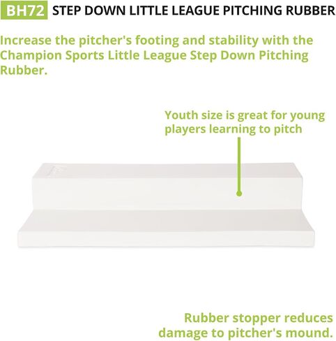 مطاط Champion Sports Pro Step Down Pitching - مطاط عالي التحمل لجميع الأحوال الجوية - مقاس شبابي 18 بوصة طول × 4 بوصة عرض in Saudi Arabia
