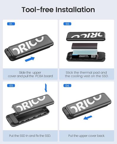 حاوية ORICO M.2 NVMe SSD، محول USB C بسرعة 10 جيجابت في الثانية بدون أدوات، قارئ USB 3.2 M.2 NVMe، حافظة محرك الحالة الصلبة الخارجية تدعم 2230/2242 /2260/2280 PCIe M Key SSDs (حتى 4 تيرابايت) -CPM2G2-BK in Saudi Arabia