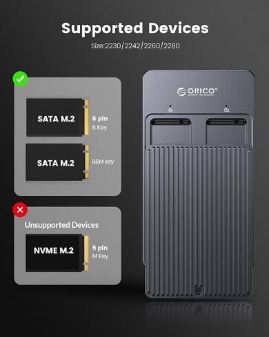 حاوية ORICO M.2 NVMe SSD، محول USB C بسرعة 10 جيجابت في الثانية بدون أدوات، قارئ USB 3.2 M.2 NVMe، حافظة محرك الحالة الصلبة الخارجية تدعم 2230/2242 /2260/2280 PCIe M Key SSDs (حتى 4 تيرابايت) -CPM2G2-BK in Kuwait