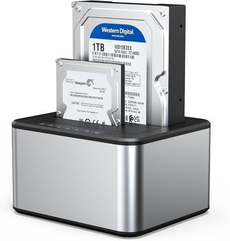 Hard Drive Docking Station for 2.5/3.5 Inch HDD SSD，SATA to USB3.0 Dual Bay External Hard Drive Enclosure with Offline Cloner/Duplicator Function in Kuwait