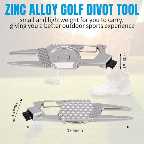3 Pcs 7 in 1 Multipurpose Golf Divot Tool Golf Divot Repair Tool Lightweight Compact Golf Tool with Magnetic Golf Ball Marker, Bottle Opener, Club Brush, Groove Cleaner for Golf Lovers (Silver) in Saudi Arabia