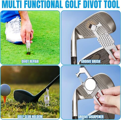 3 Pcs 7 in 1 Multipurpose Golf Divot Tool Golf Divot Repair Tool Lightweight Compact Golf Tool with Magnetic Golf Ball Marker, Bottle Opener, Club Brush, Groove Cleaner for Golf Lovers (Silver) in Saudi Arabia