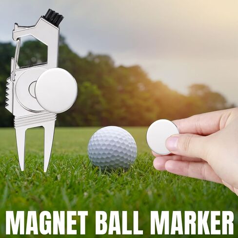 3 Pcs 7 in 1 Multipurpose Golf Divot Tool Golf Divot Repair Tool Lightweight Compact Golf Tool with Magnetic Golf Ball Marker, Bottle Opener, Club Brush, Groove Cleaner for Golf Lovers (Silver) in Saudi Arabia