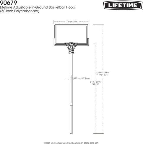 Lifetime 90679 Adjustable In-Ground Basketball Hoop, 50-Inch Shatterproof Polycarbonate Backboard in Saudi Arabia