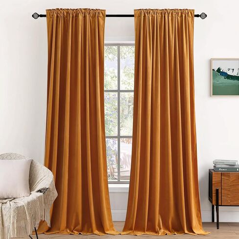Dchola Dark Green Velvet Curtains for Bedroom Window, Super Soft Vintage Luxury Heavy Drapes, Room Darkening Rod Pocket Curtains for Living Room, W52 by L90 inches, 2 Panels in Saudi Arabia
