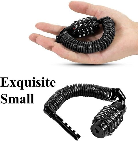 قفل دراجة أمان قابل لإعادة الضبط مكون من 4 أرقام، أسود، قفل مركب، مضاد للسرقة، قابل لإعادة الضبط in Kuwait